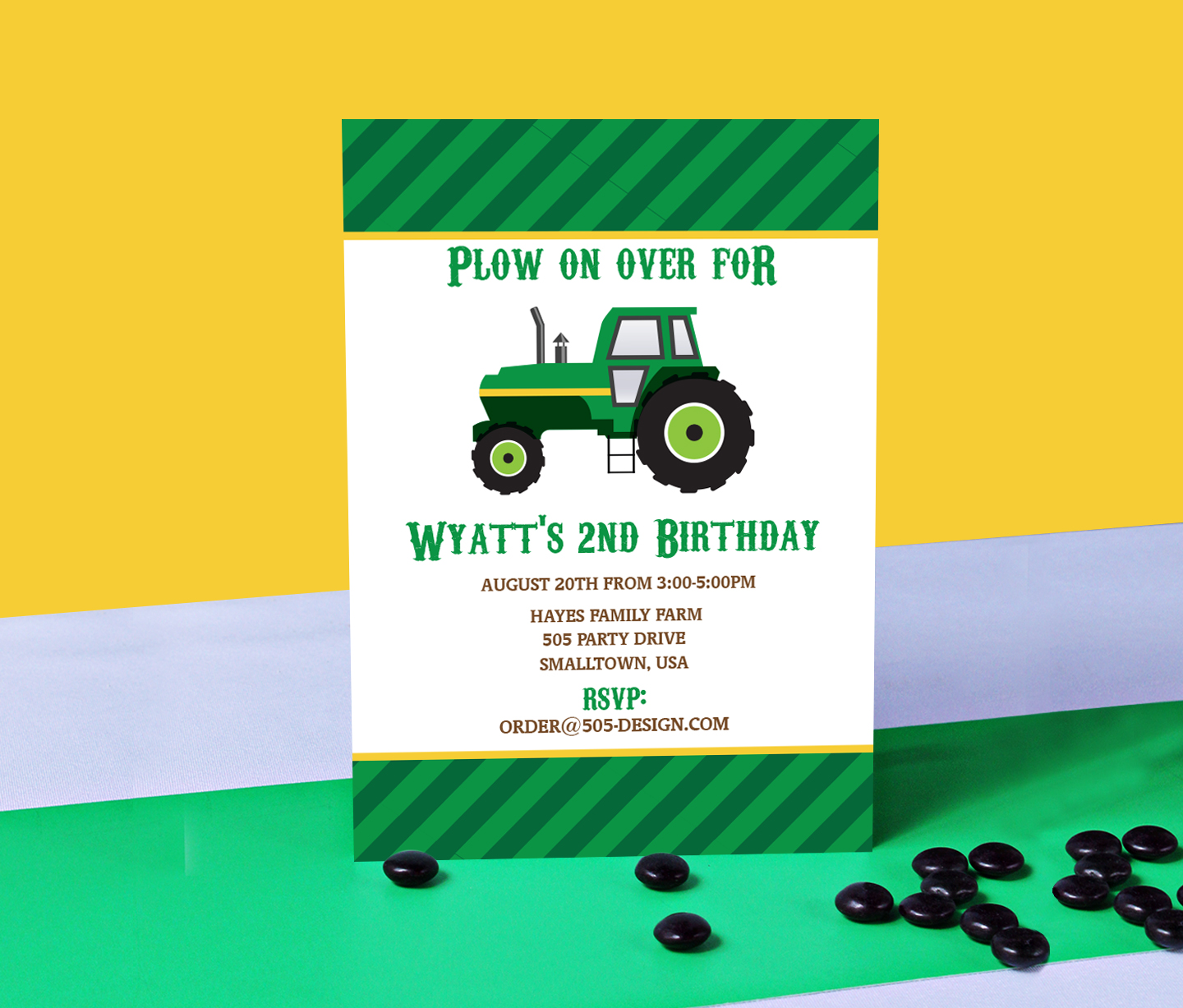 Tractor Party Invitation Green Tractor Invitation Printable Studio