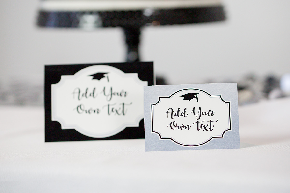 Printable Graduation Party Food Labels in Black and Silver