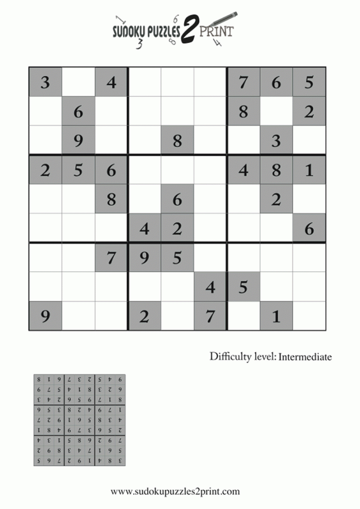 Intermediate Sudoku Puzzle 6 Printable Sudoku Intermediate