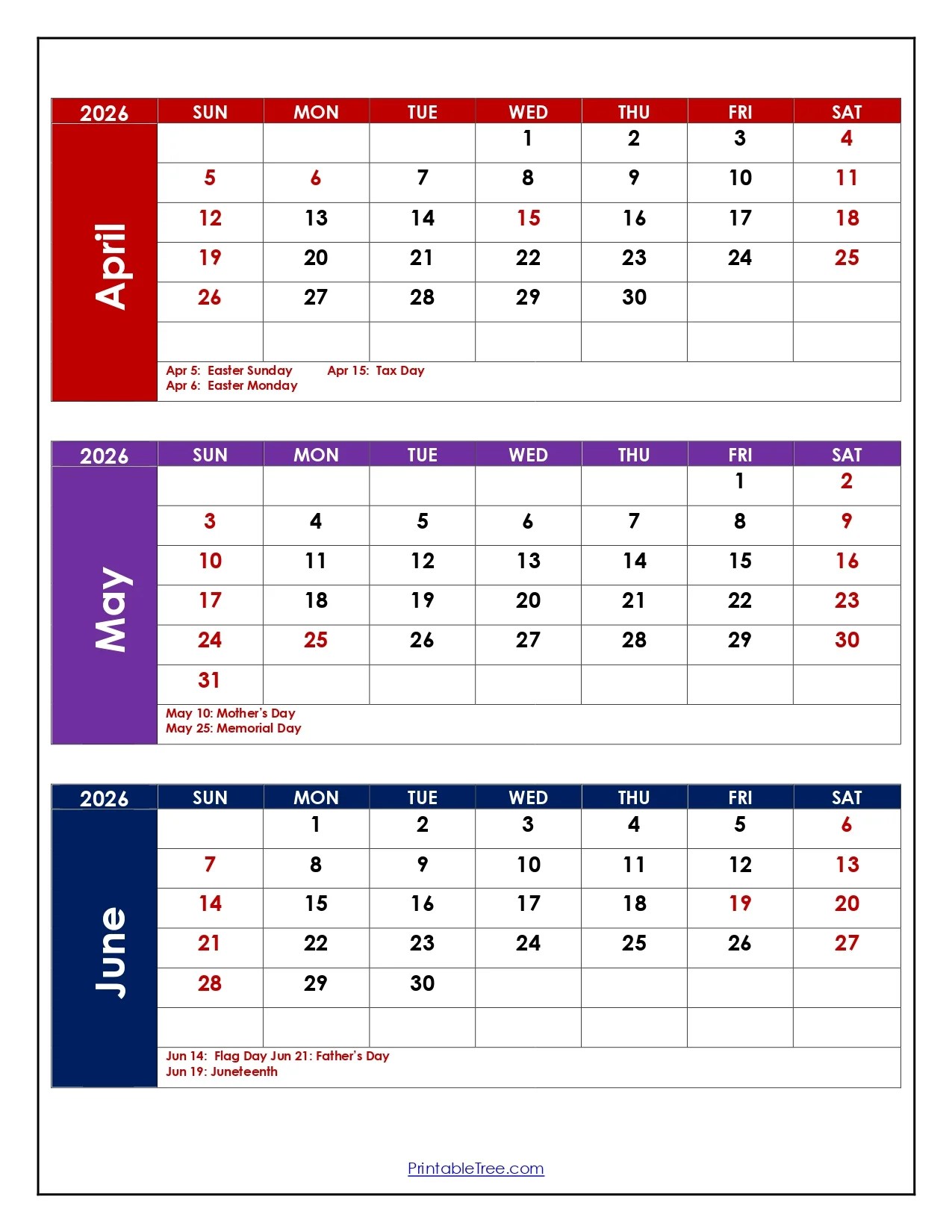 Three Months Calendar Printable PDF 2025 2026