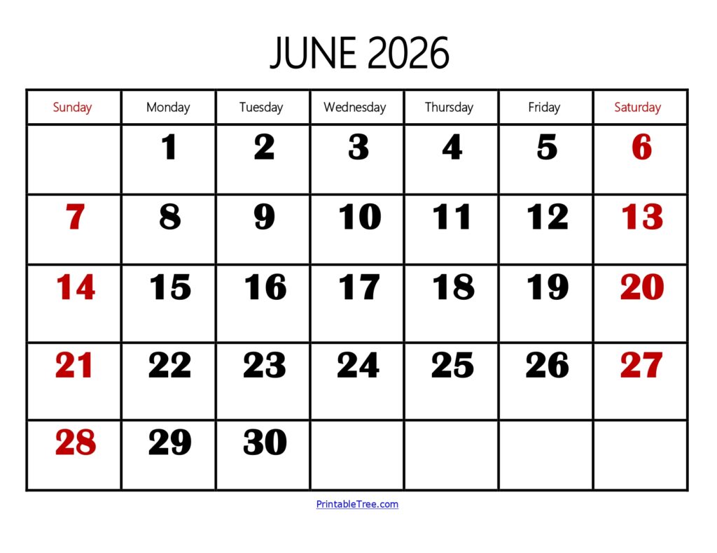 Free June 2026 Calendar Printable PDF with Holiday Templates Free June 2026 Calendar Printable PDF with Holiday Templates