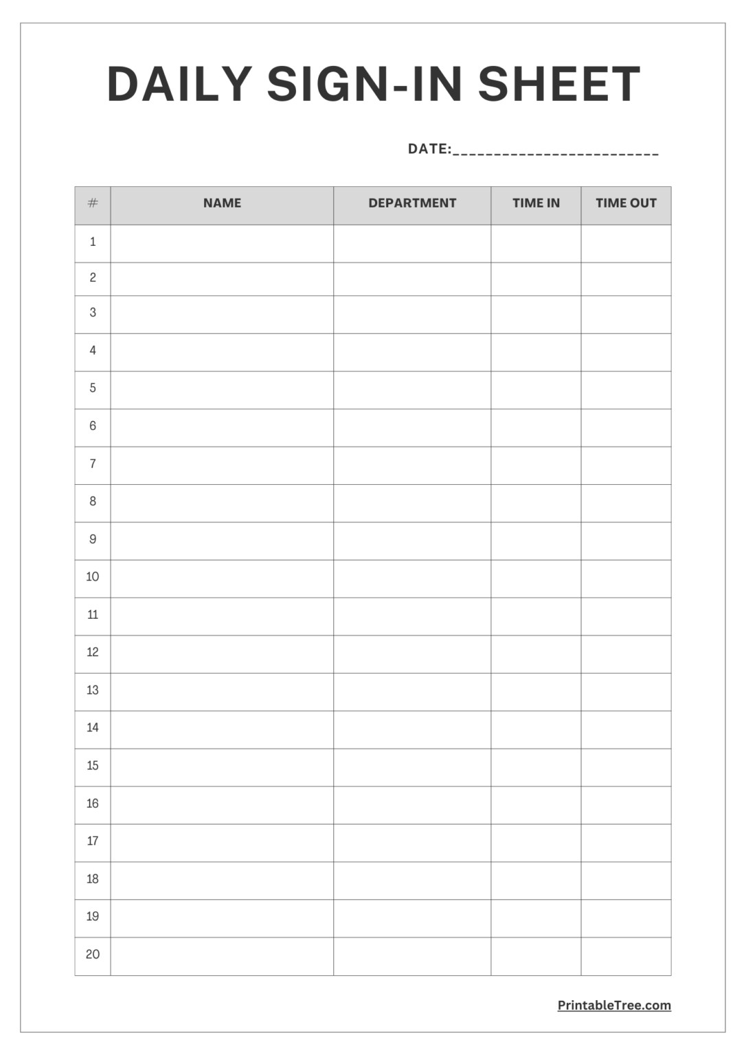 Free Printable Signup and Signin Sheet PDF Templates