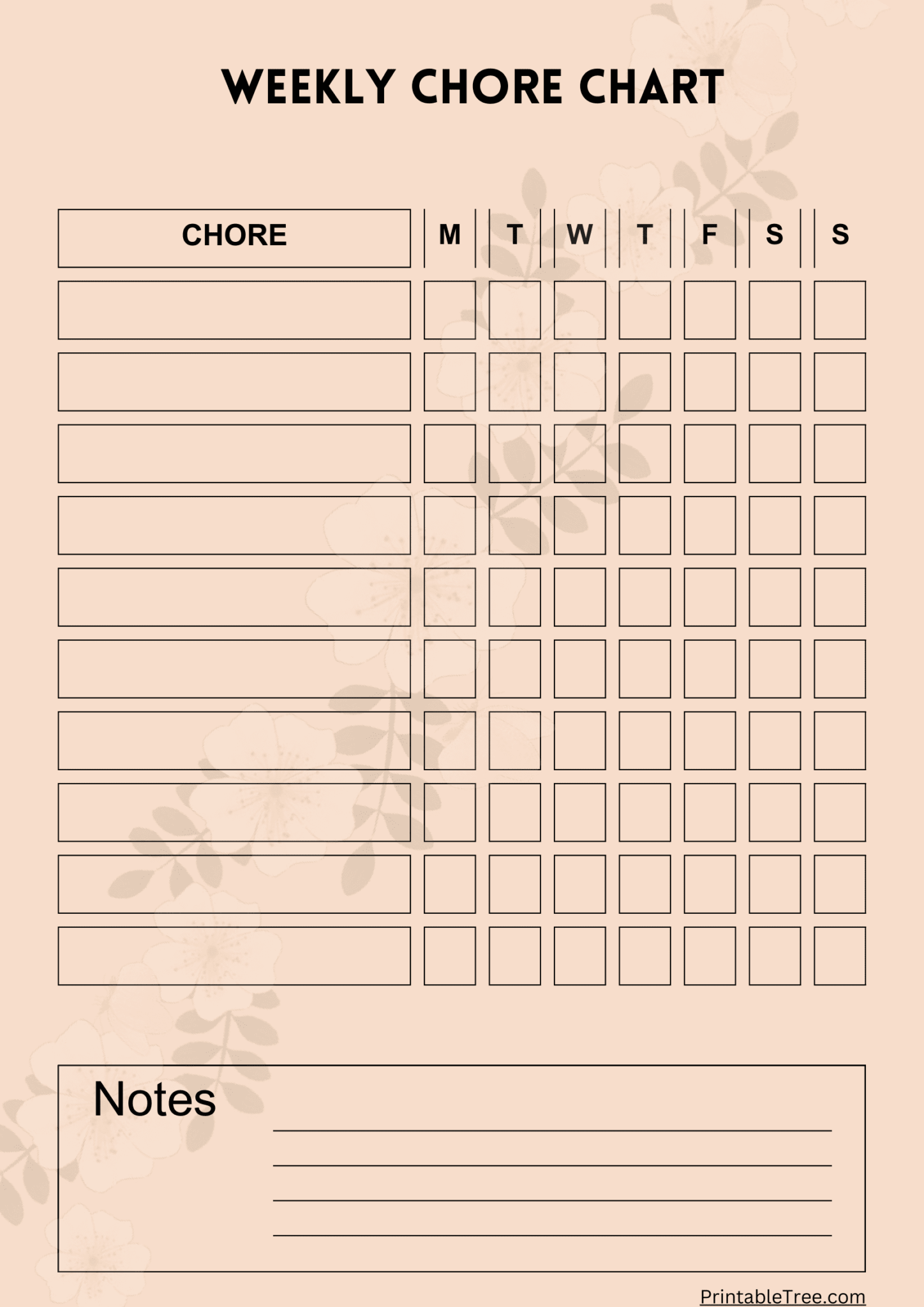 Free Printable Chore Chart PDF Template for Kids