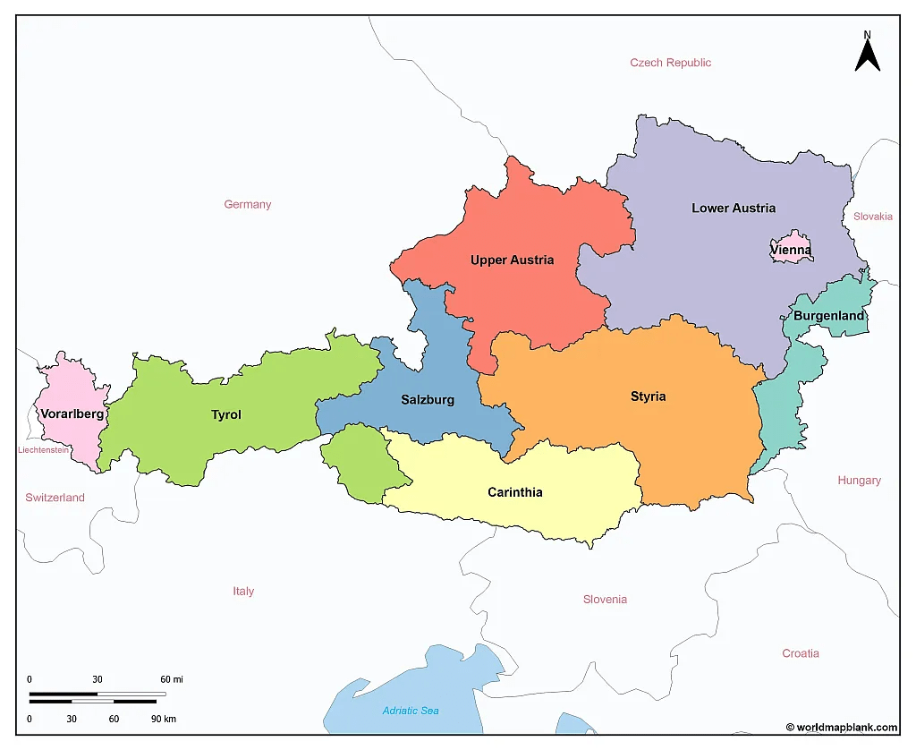 Map of Austria Austria Cities Map [PDF] Printable World Maps