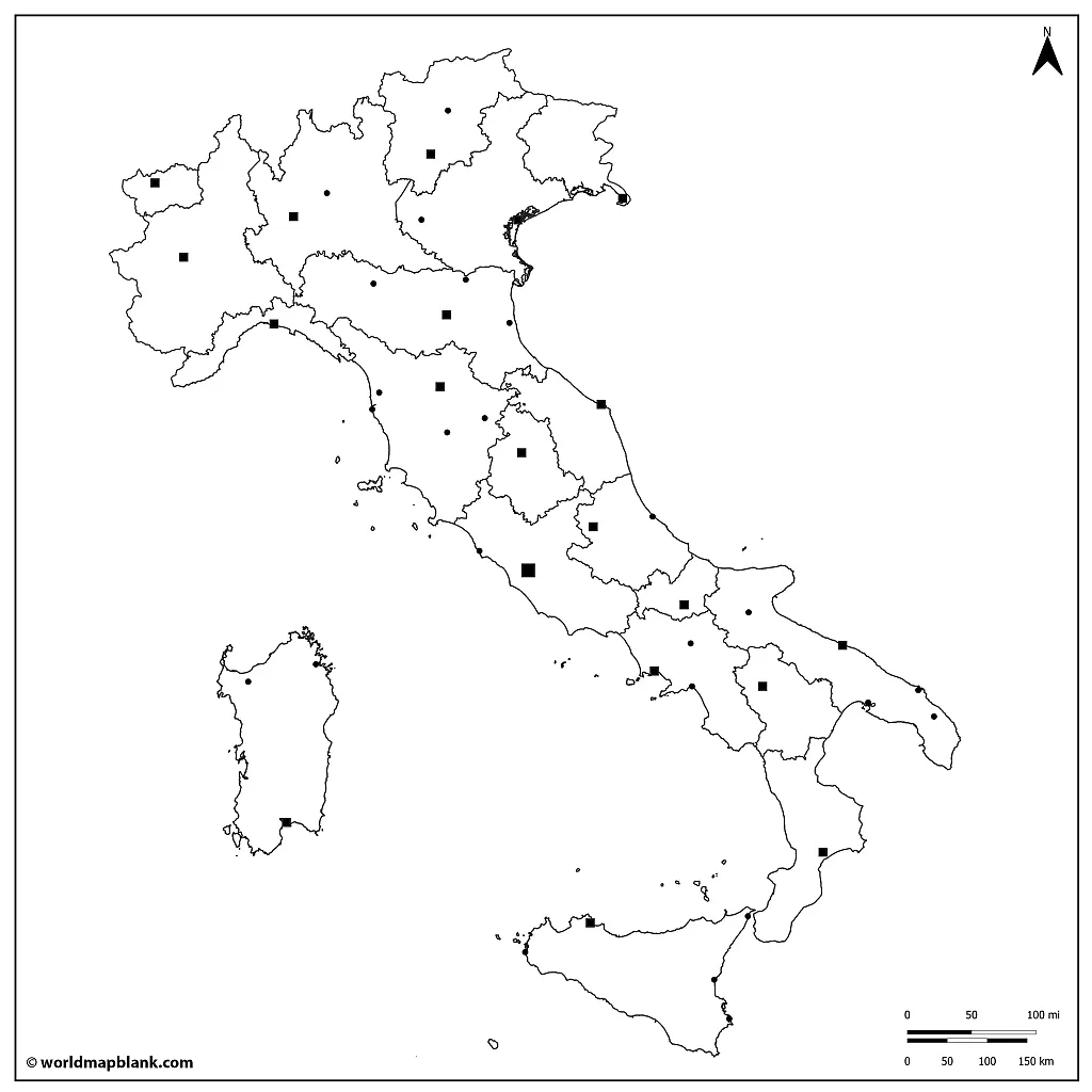 Italy Outline Map – Blank Map of Italy [PDF] - Printable World Maps