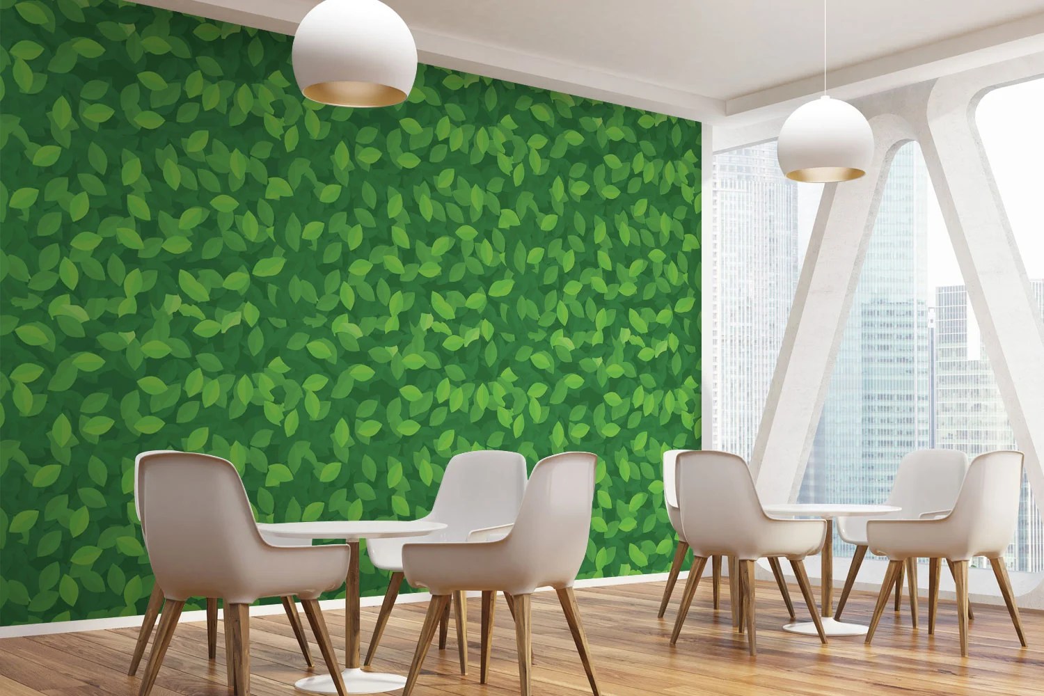 Green Leaves Pattern Print A Wallpaper