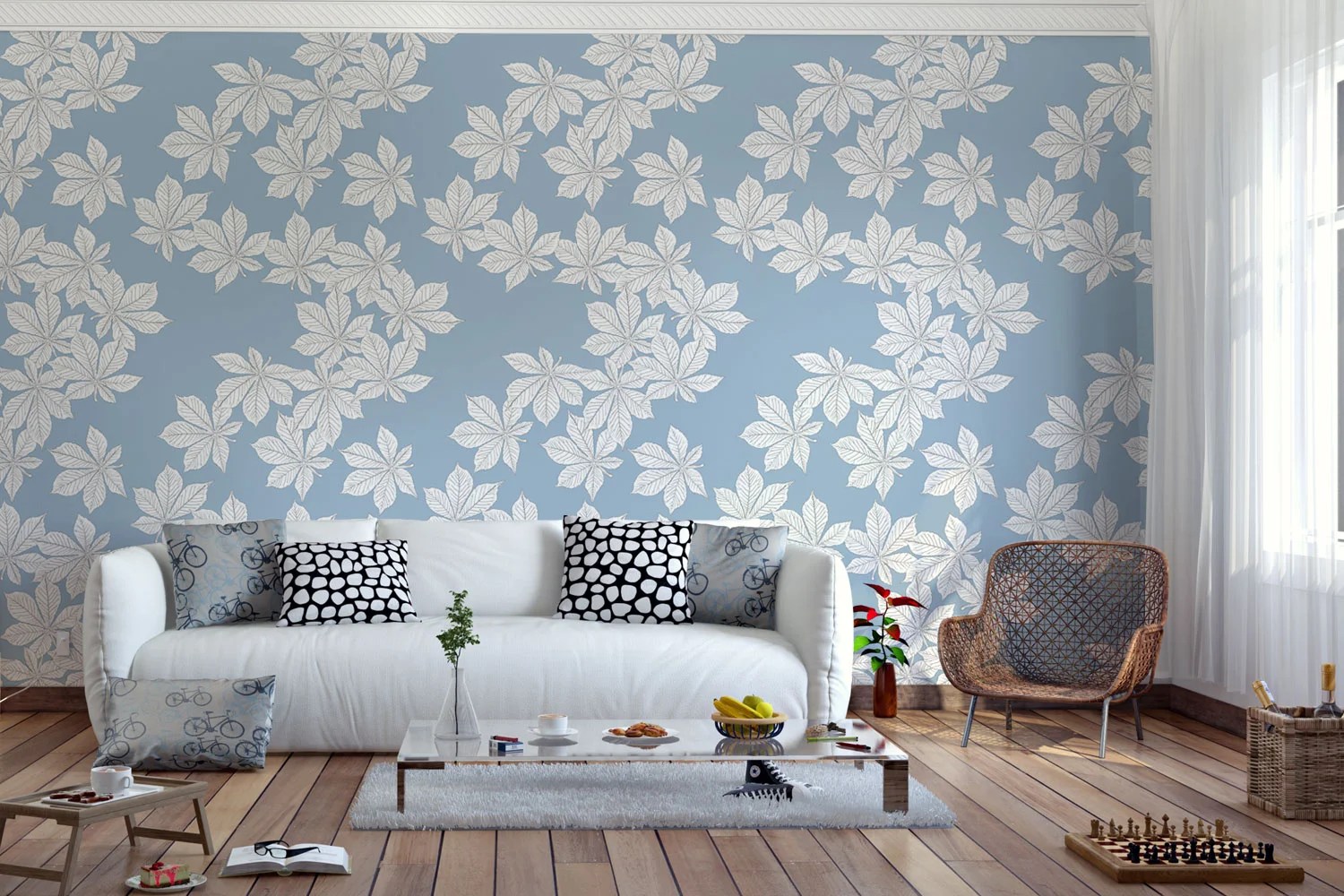 Modern Leaf Pattern Print A Wallpaper