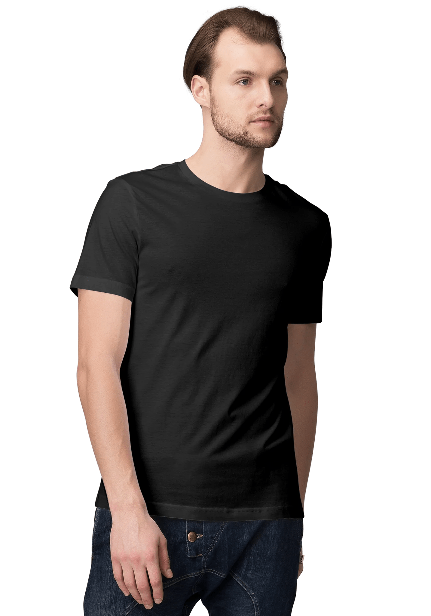 Unisex Basic Plain Black Tshirt Print Bharat