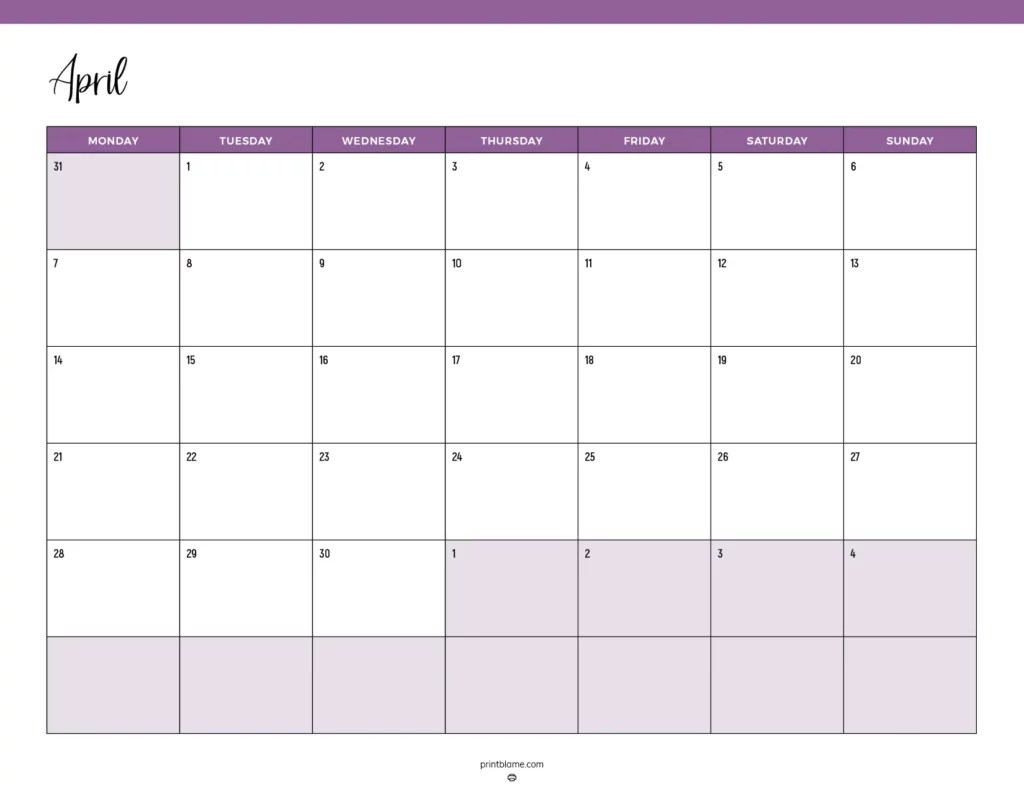 Printable April 2025 Calendars FREE PDF Calendars Printable April 2025 Calendars FREE PDF Calendars