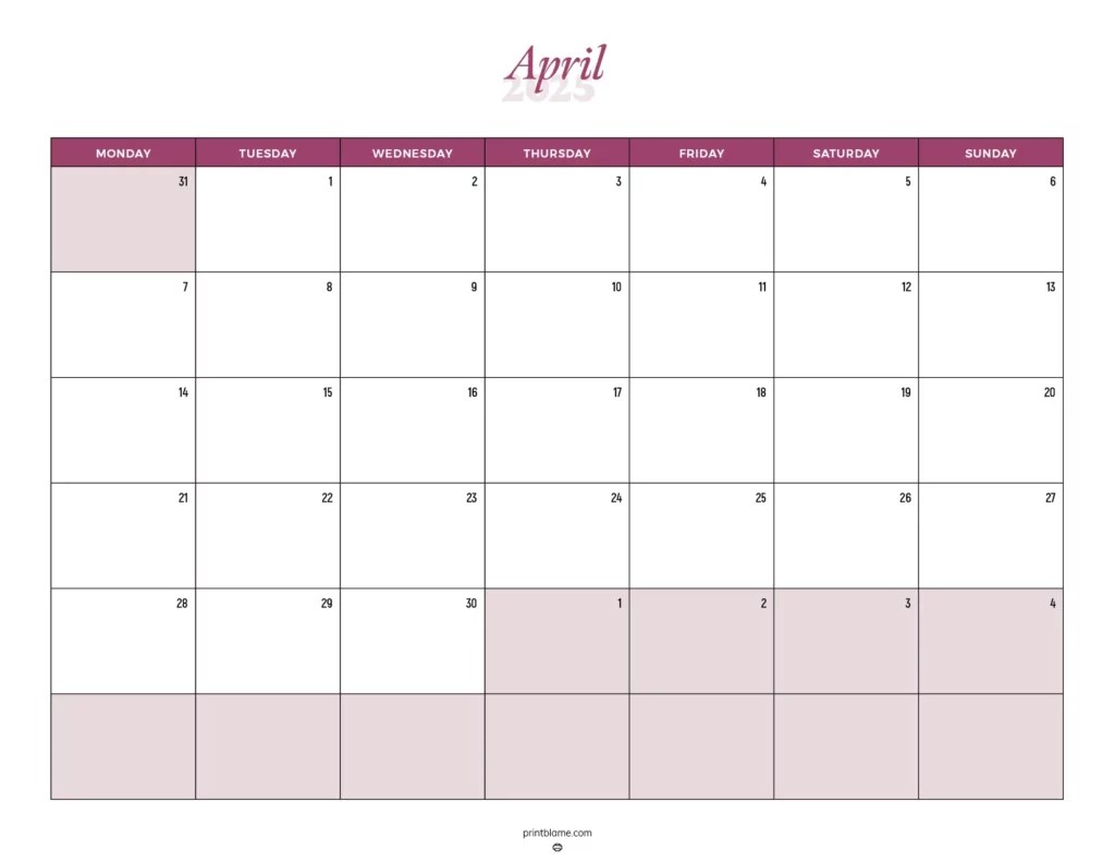 Printable April 2025 Calendars FREE PDF Calendars