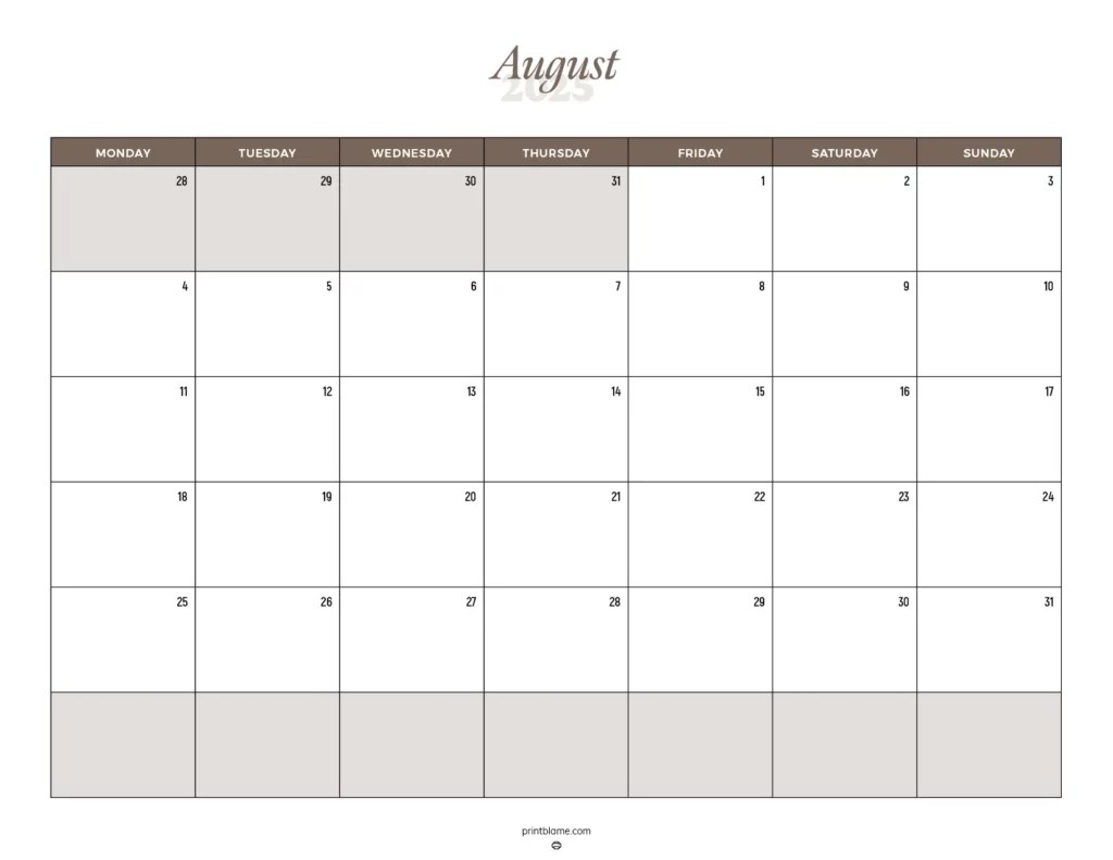 August 2025 Calendars FREE Printable PDF Calendars August 2025 Calendars FREE Printable PDF Calendars
