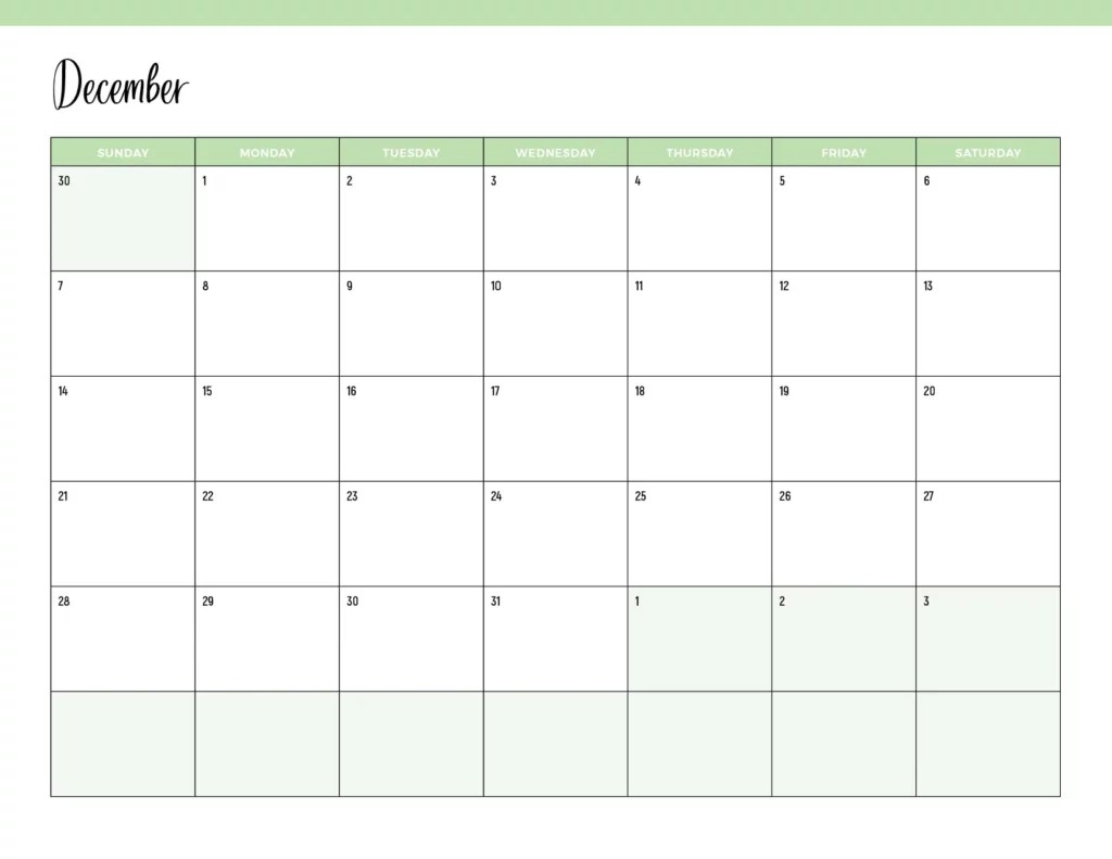 December 2025 Calendars Free PDF Download