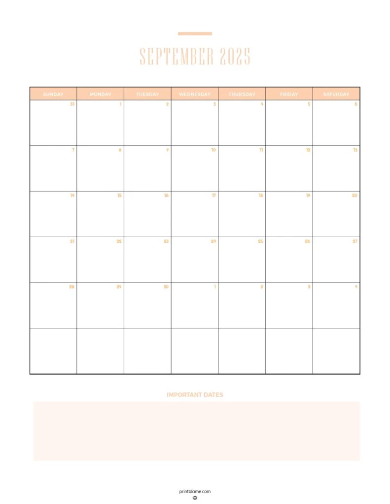 FREE Printable September 2025 Calendars PDF Download