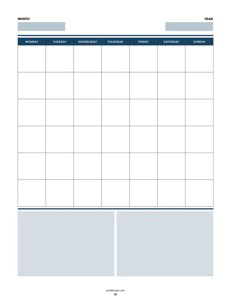 FREE Vertical Blank Calendars 16+ Instant Download PDF's