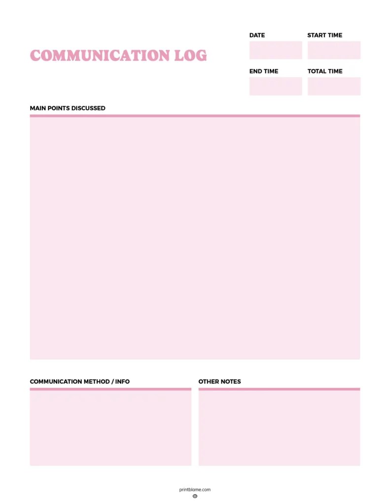 Communication Log Printable - 16 FREE Phone Call Log Templates