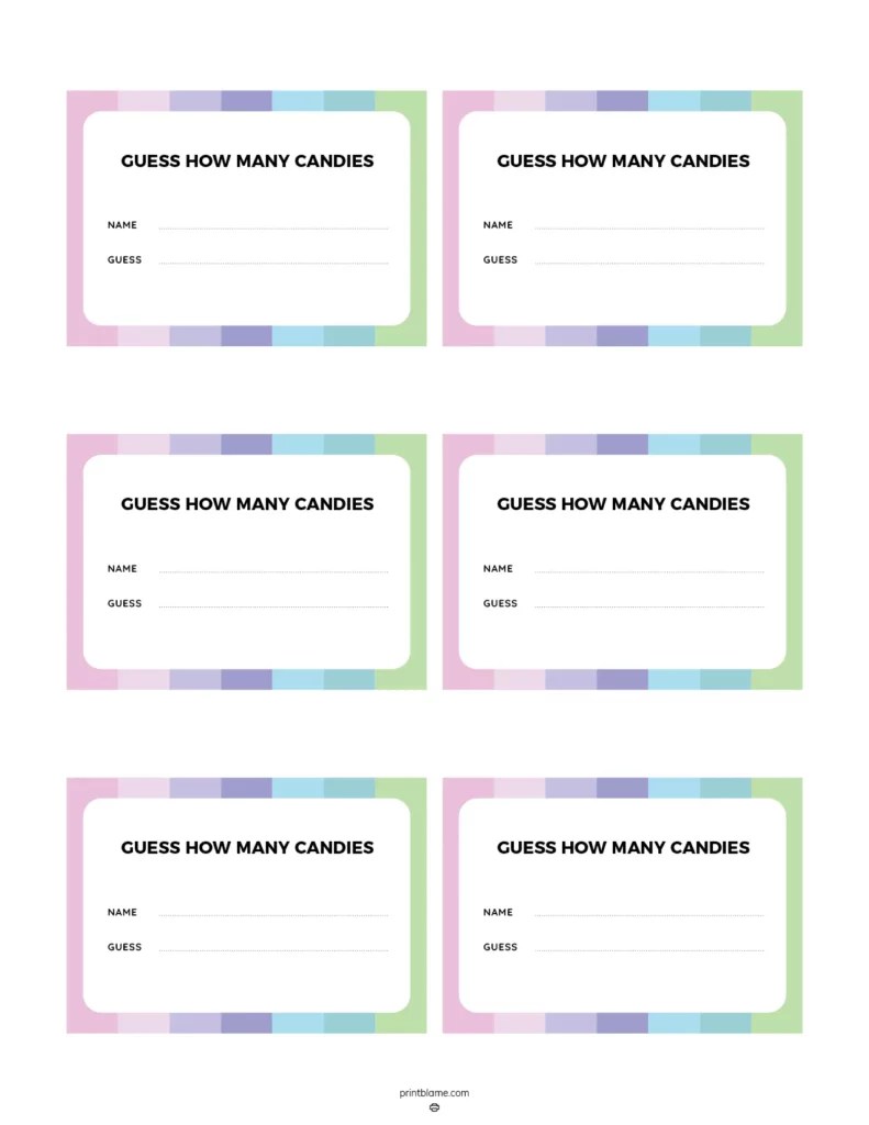 Guess How Many Printable Template FREE PDF Candy Guessing Game Guess How Many Printable Template FREE PDF Candy Guessing Game