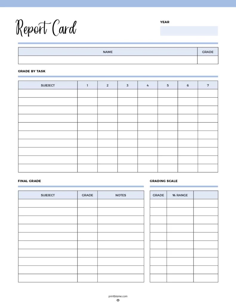 Report Card Template 16 FREE Printable Homeschool Report Cards Report Card Template 16 FREE Printable Homeschool Report Cards