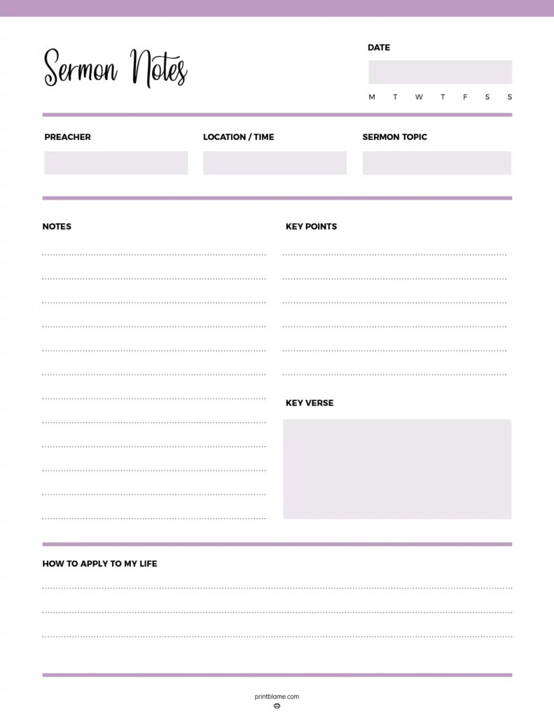 FREE Printable Sermon Notes Templates PDF Download FREE Printable Sermon Notes Templates PDF Download
