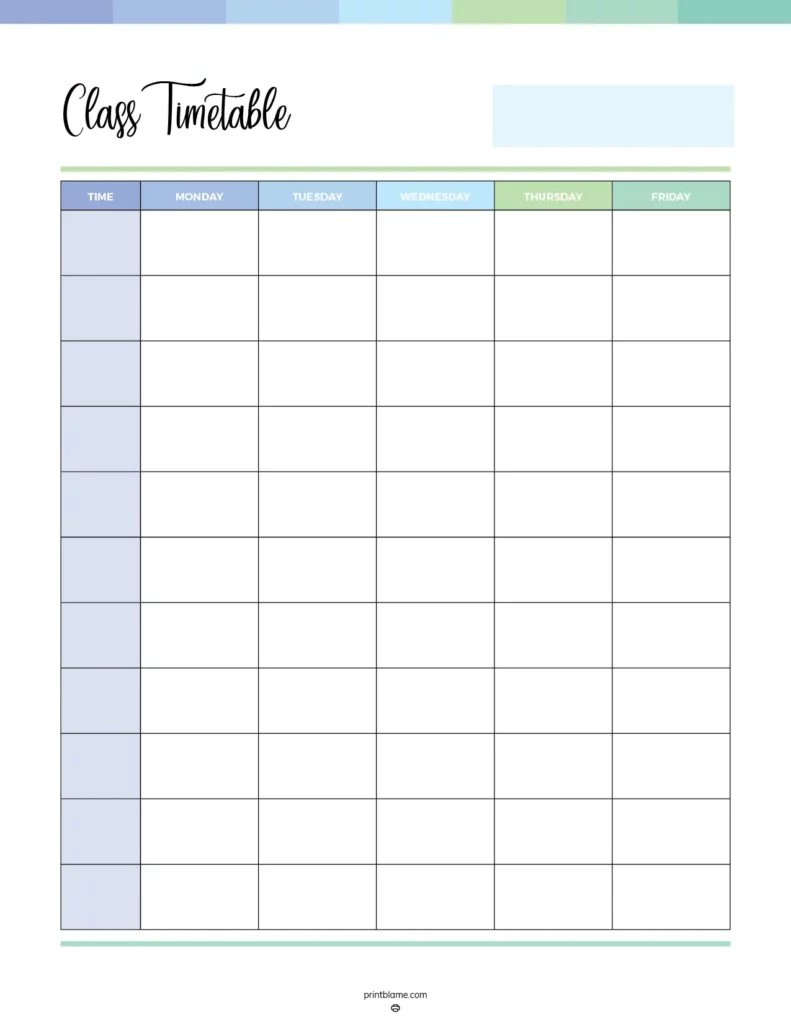 Student Class Schedules 26 FREE PDF Timetable Templates