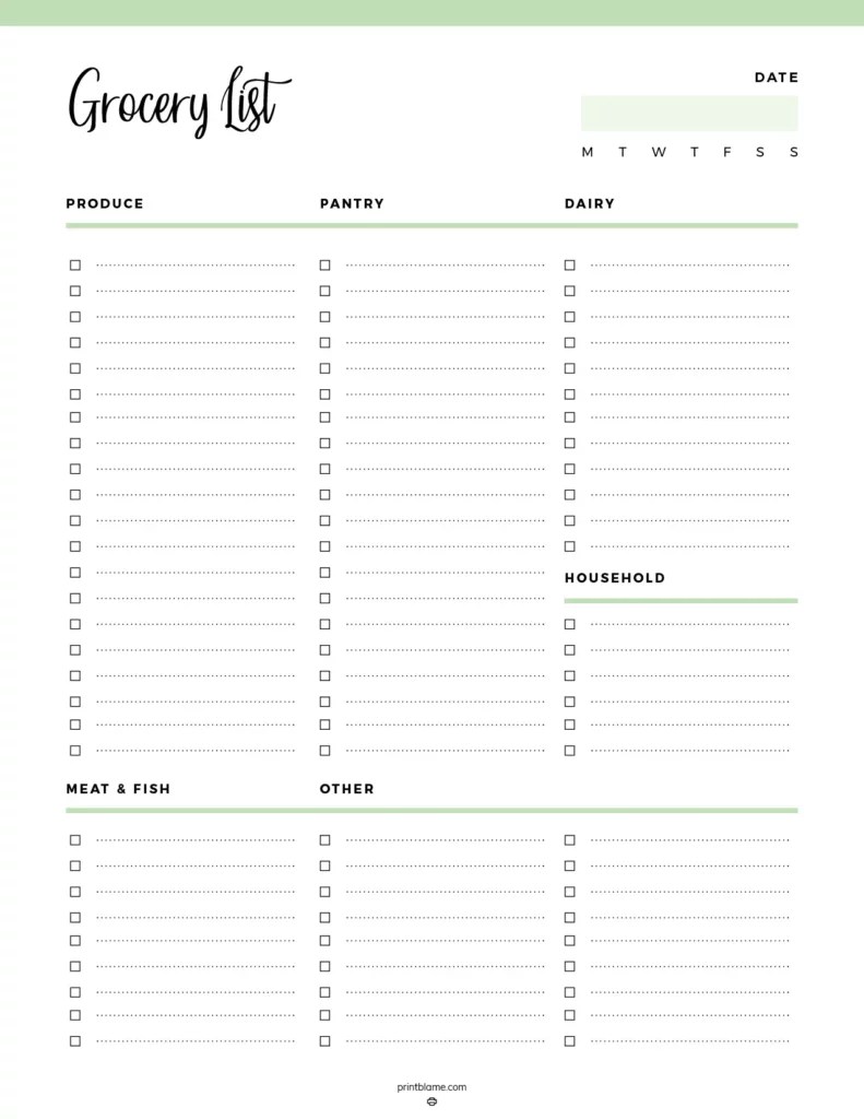 Grocery List Template PDF 16 FREE Grocery Shopping Lists Grocery List Template PDF 16 FREE Grocery Shopping Lists