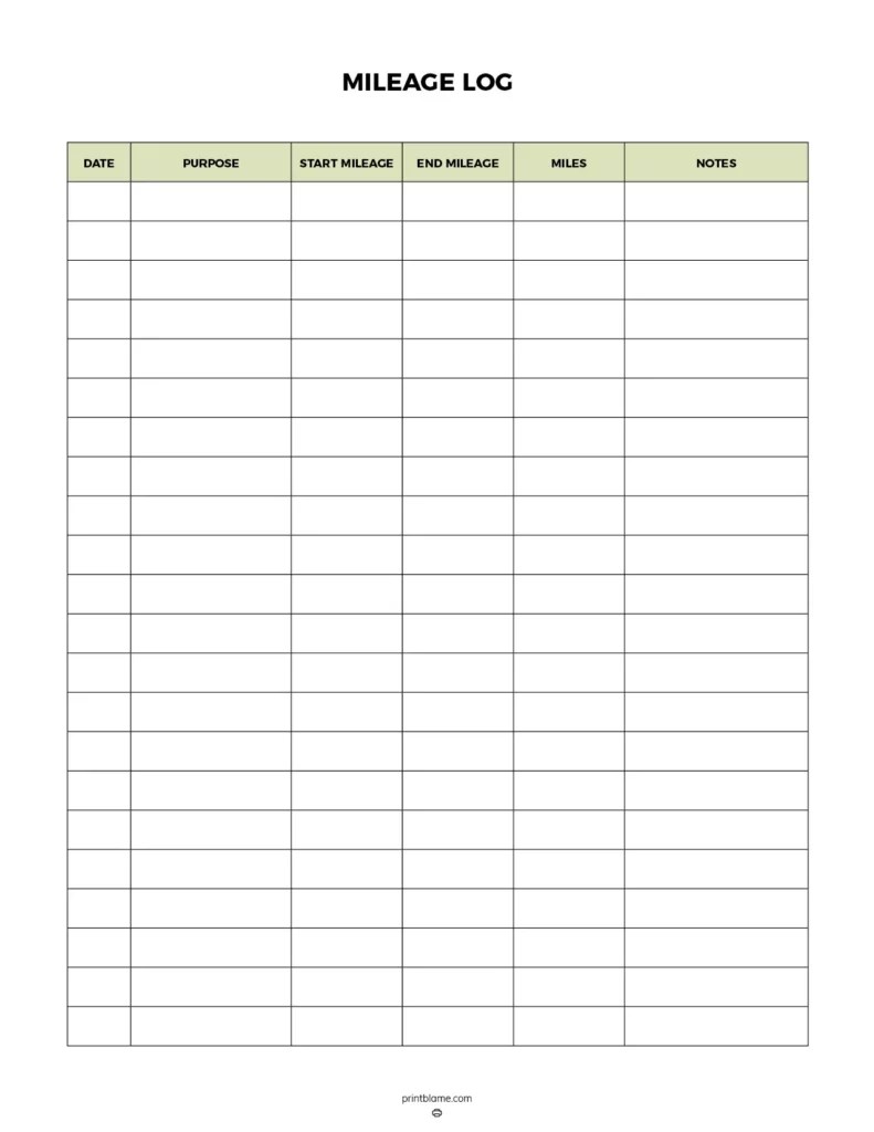 FREE Printable Mileage Log PDF 16 Business Vehicle Mileage Trackers FREE Printable Mileage Log PDF 16 Business Vehicle Mileage Trackers