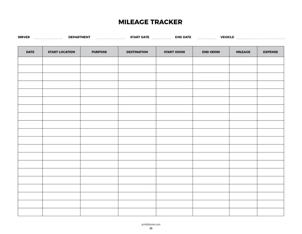FREE Printable Mileage Log PDF 16 Business Vehicle Mileage Trackers