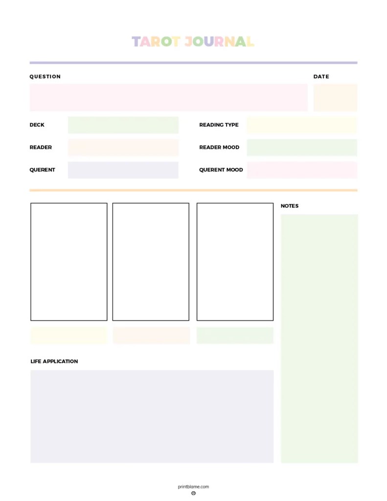 Tarot Journal 3 Card Spread 16 Free Printable Tarot Planner PDF's Tarot Journal 3 Card Spread 16 Free Printable Tarot Planner PDF's