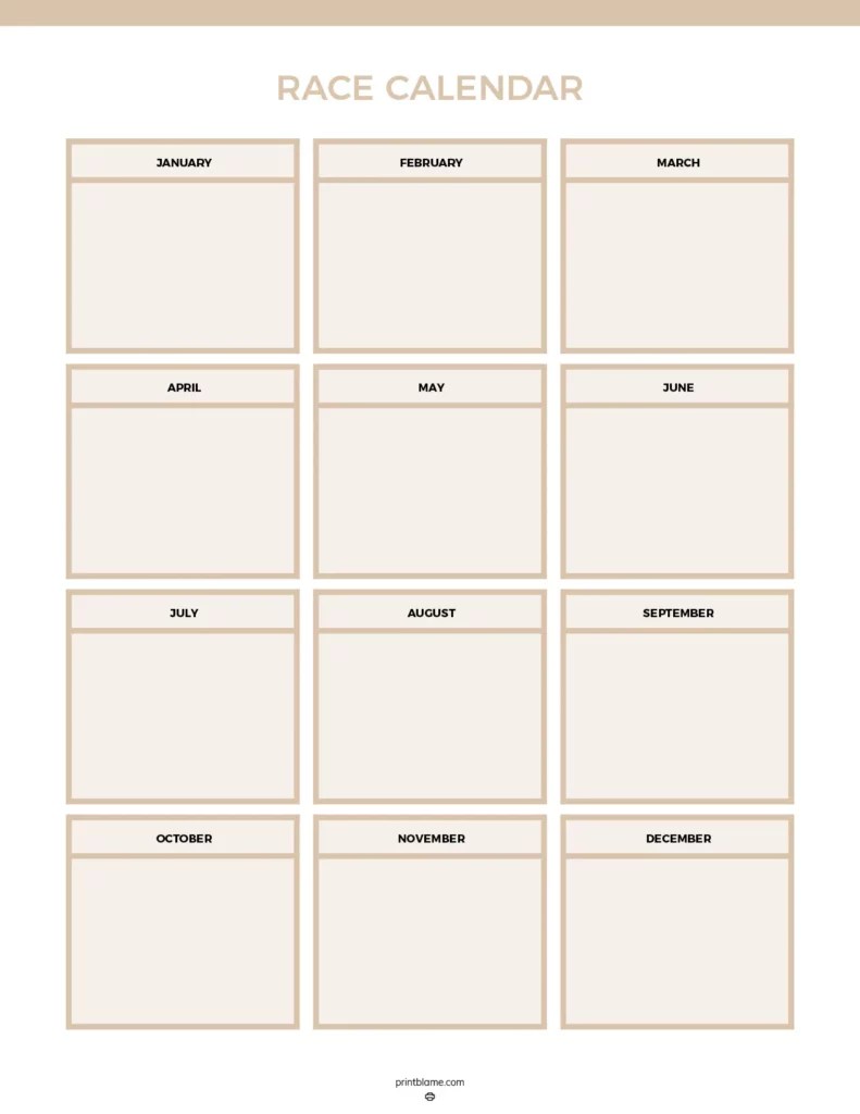 Printable Race Calendars 24 FREE Sporting Event Schedules