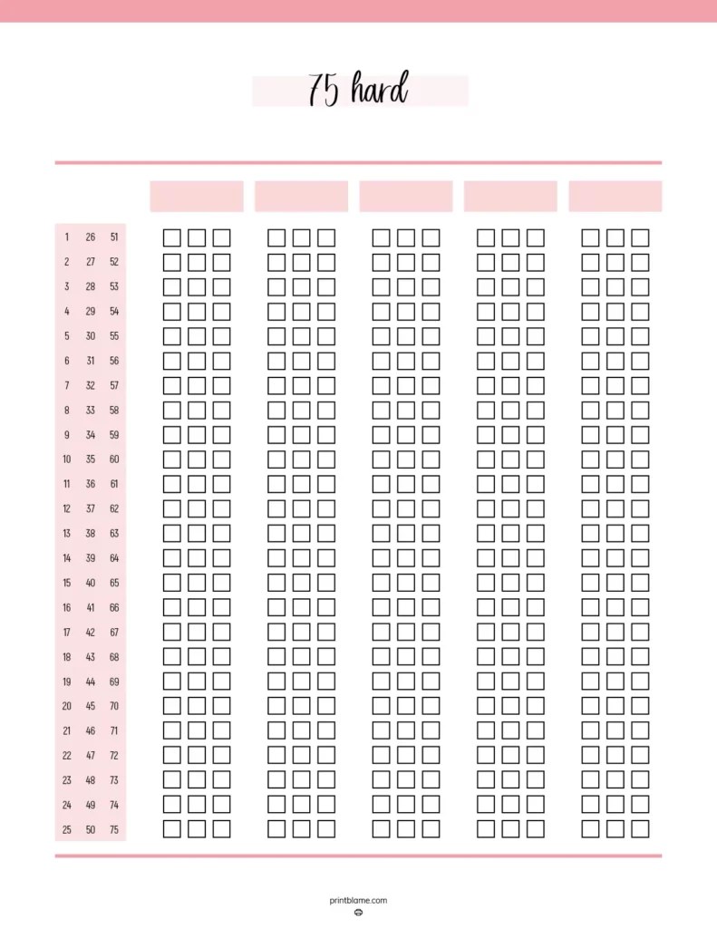 75 Hard Challenge Tracker Printable FREE PDF Download 75 Hard Challenge Tracker Printable FREE PDF Download