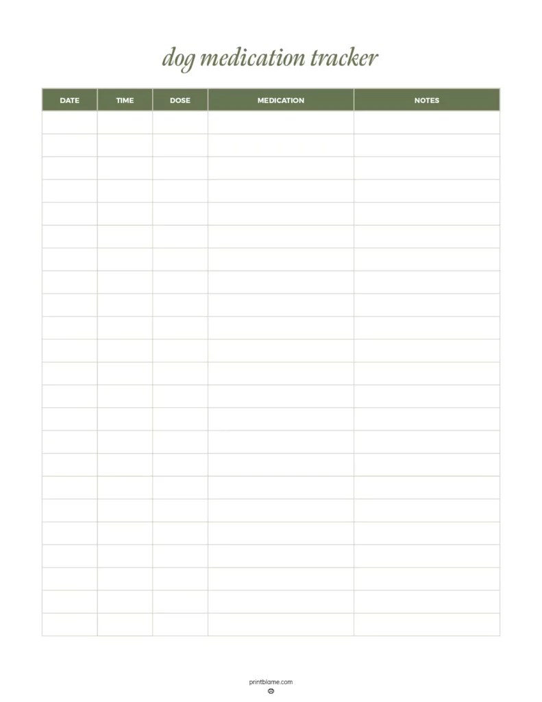 Dog Medication Logs PDF FREE Puppy Medicine Trackers Dog Medication Logs PDF FREE Puppy Medicine Trackers
