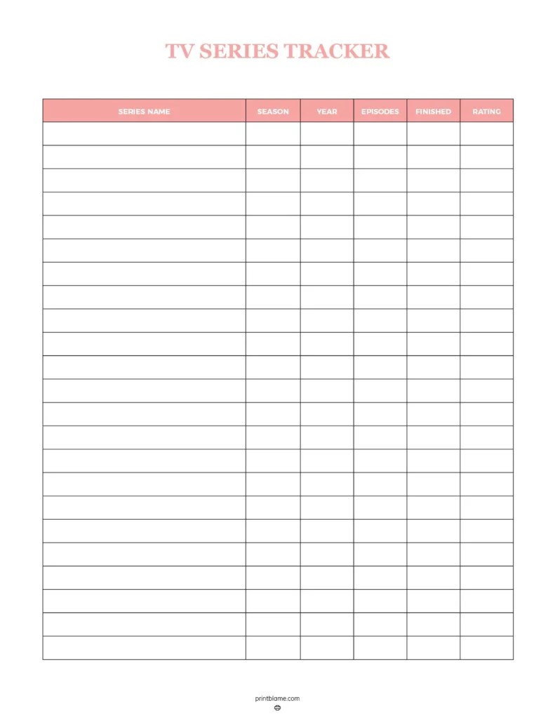 FREE TV Show Watchlists TV Tracker Printables Shows To Watch