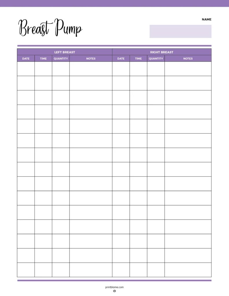 Free Printable Pumping Logs 16 Breast Pump Log PDFs Free Printable Pumping Logs 16 Breast Pump Log PDFs