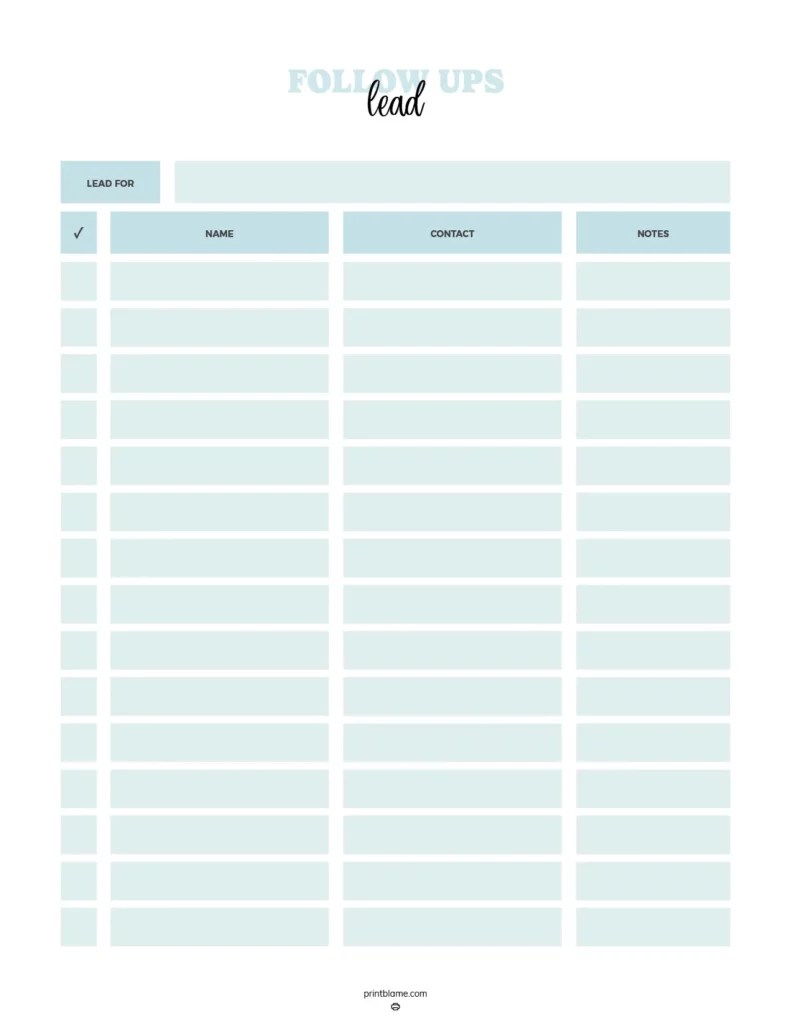 FREE Follow Up Trackers for Business Owners Customer and Client Follow Ups