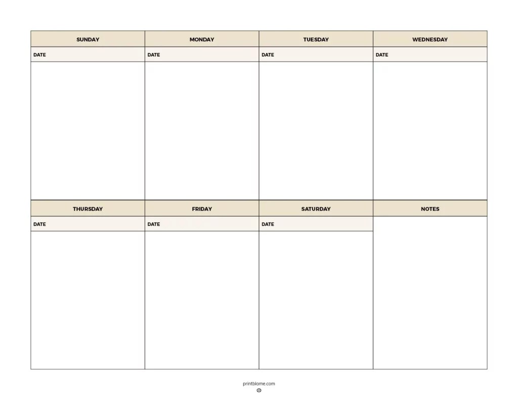 Free Printable 7 Day Weekly Calendar Blank Weekly Calendar