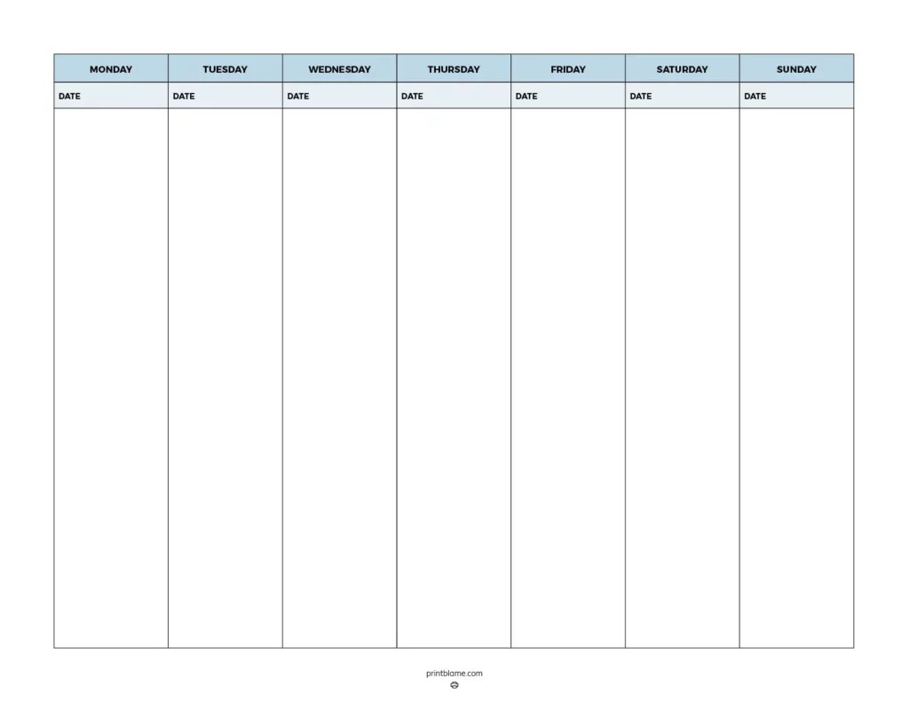 7 Day Weekly Planner Templates FREE Weekly Calendar Printable PDF
