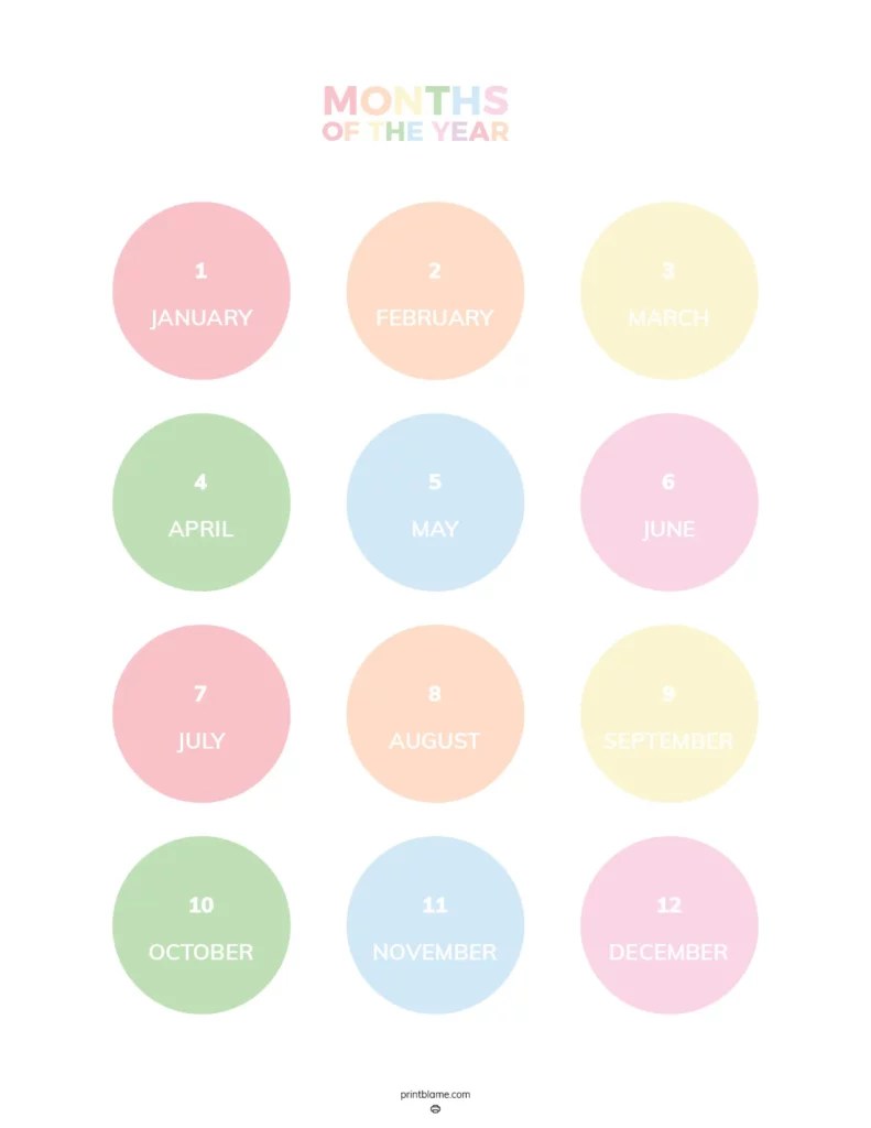 Printable Months Of The Year Charts 24 FREE Month Learning Printables