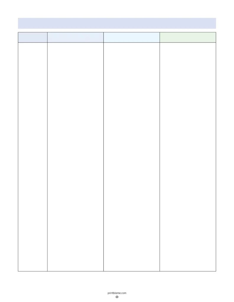 Blank 4 Column Chart Templates FREE 4 Column Tables PDFs Blank 4 Column Chart Templates FREE 4 Column Tables PDFs