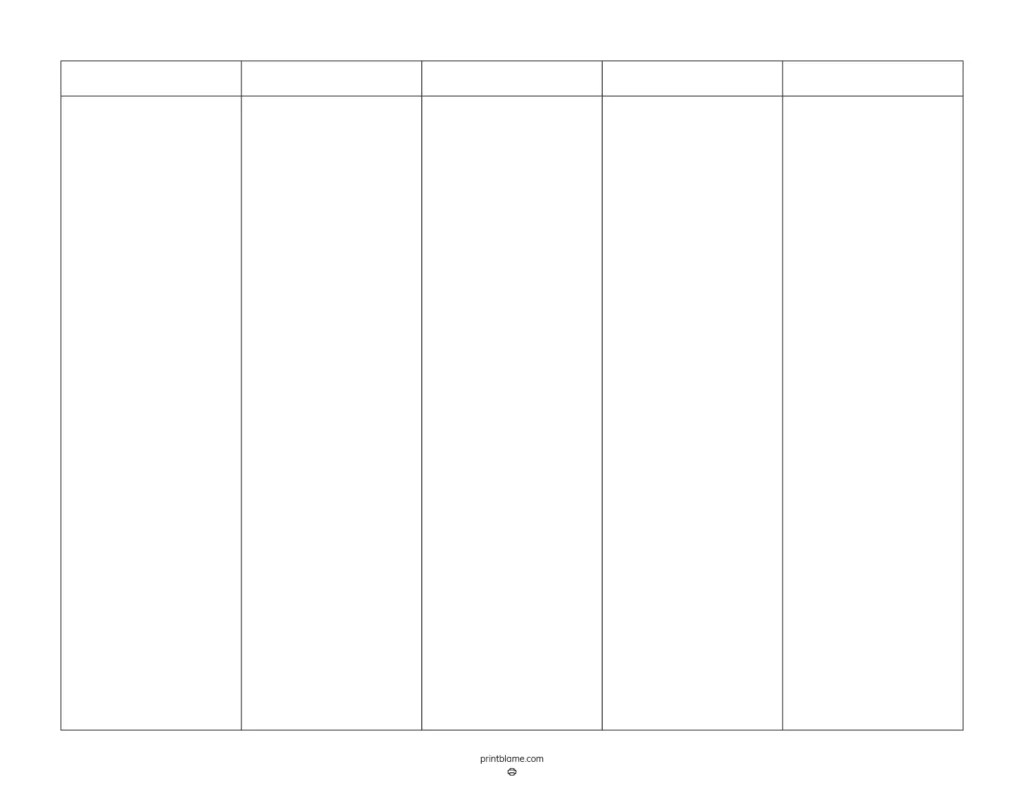 Blank 5 Column Chart Templates FREE 5 Column Tables PDFs