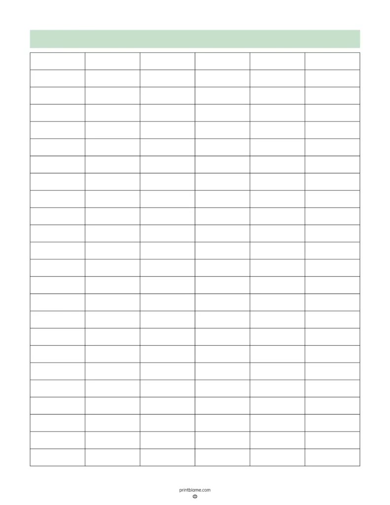 Printable Blank 6 Column Chart Templates FREE 6 Column Tables Printable Blank 6 Column Chart Templates FREE 6 Column Tables