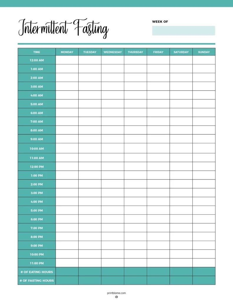 Printable Intermittent Fasting Trackers 16 FREE Fast Logs Printable Intermittent Fasting Trackers 16 FREE Fast Logs