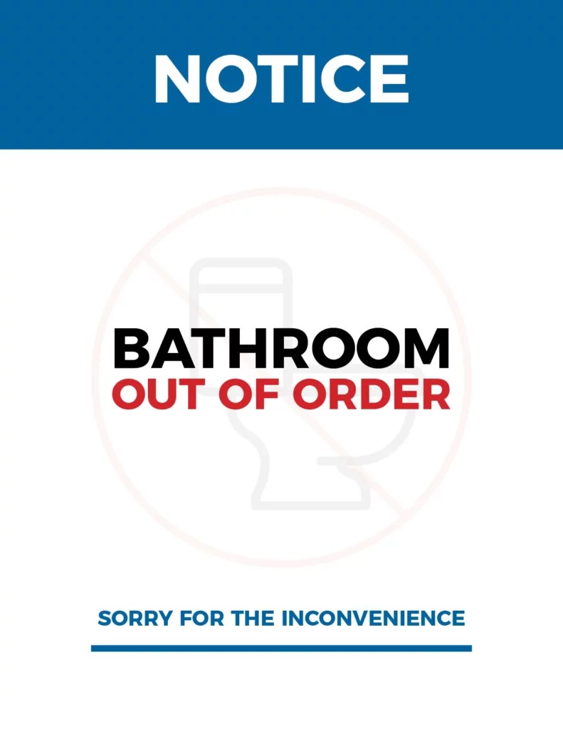 Bathroom Out Of Order Template