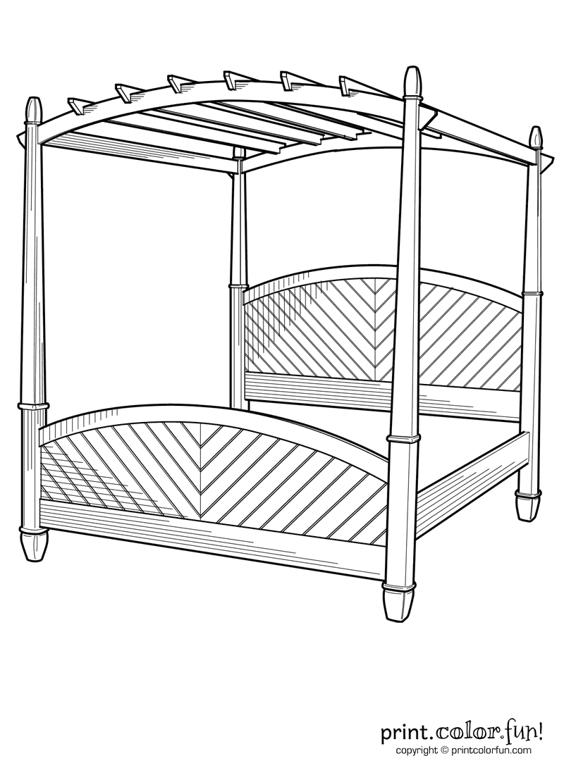 Bed canopy coloring page Print. Color. Fun!