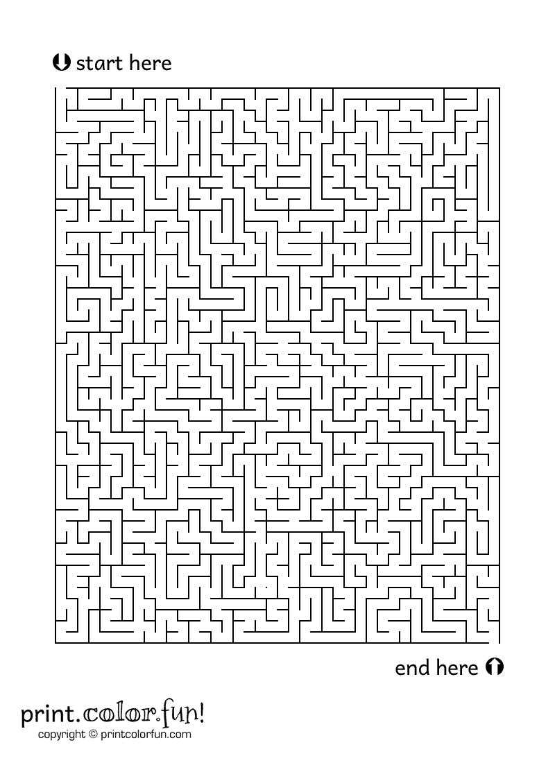 Large maze 2 Print Color Fun!
