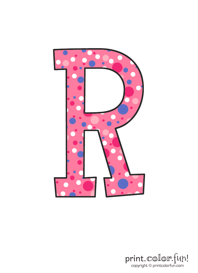 Pink polka dot alphabet, at