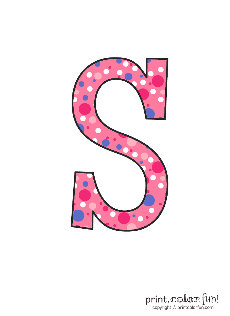 Pink polka dot alphabet, at