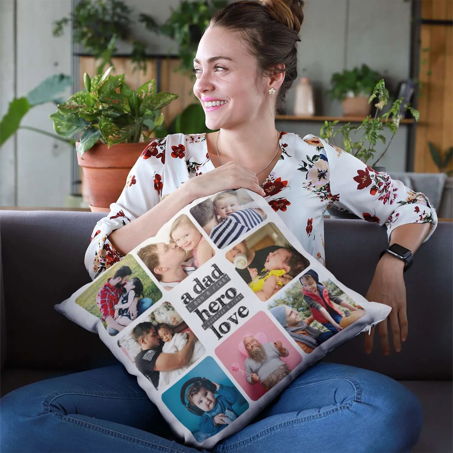 Collage Cushion Cover for Dad Personalise It Your Way! Printed Gift