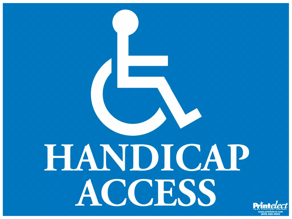 Bilingual Handicap Accessible Sign (with Arrow & Access Symbol