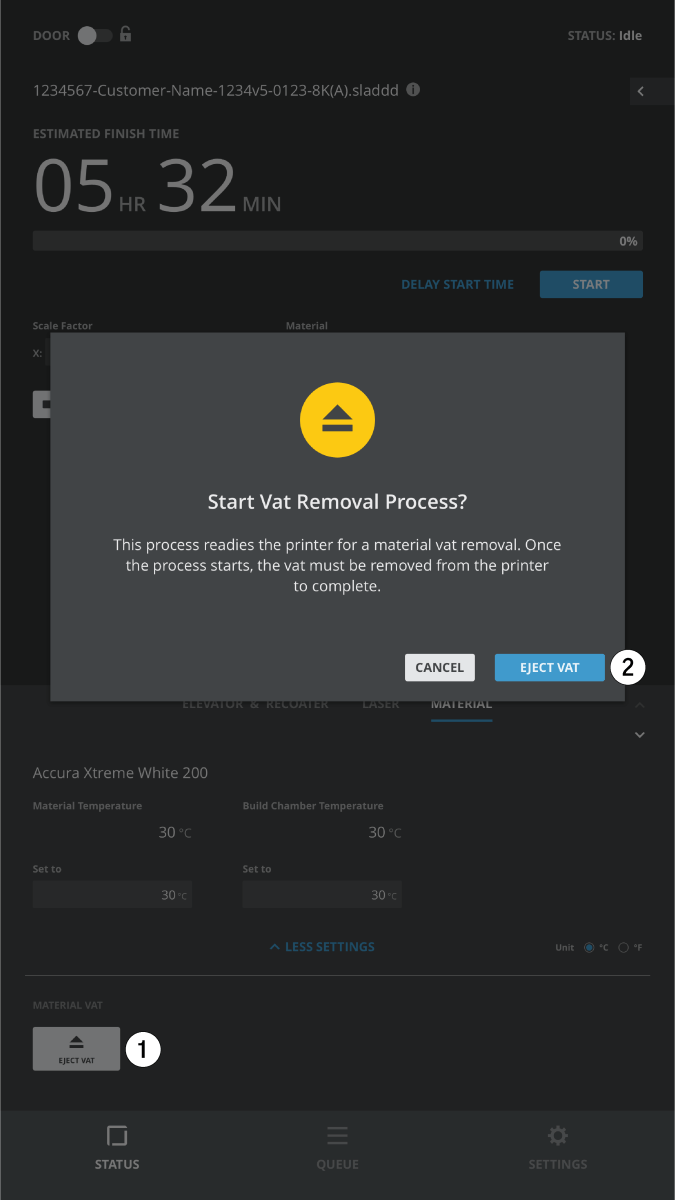 Material Vat Removal