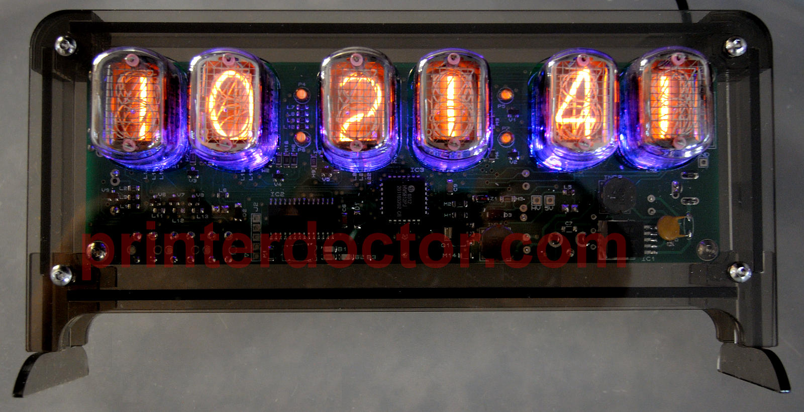Nixie 6 tube alarm clock IN12 assembled kit RGB LED lit smoked case US