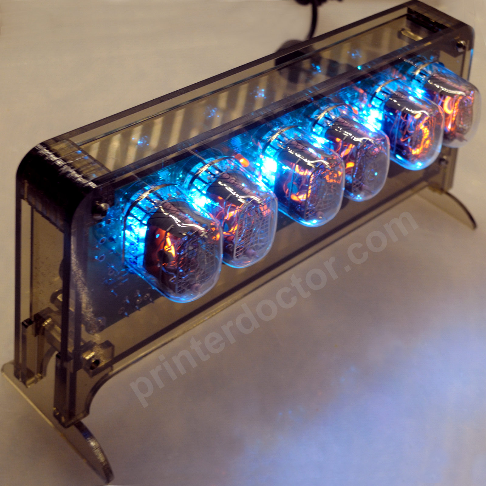 Nixie 6 tube alarm clock IN12 assembled kit RGB LED lit smoked case US